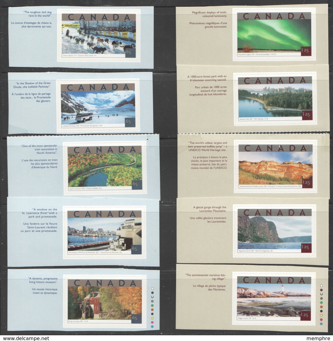 2002  Tourist Attractions  Singles From Booklets Sc 1952-3a-f - Unused Stamps