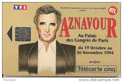 CARTE PUCE-PRIVEE-5U-Gn83-JG-10/94 -SO5-AZNAVOUR LE CONCERT-VIDE-TBE - 5 Unità