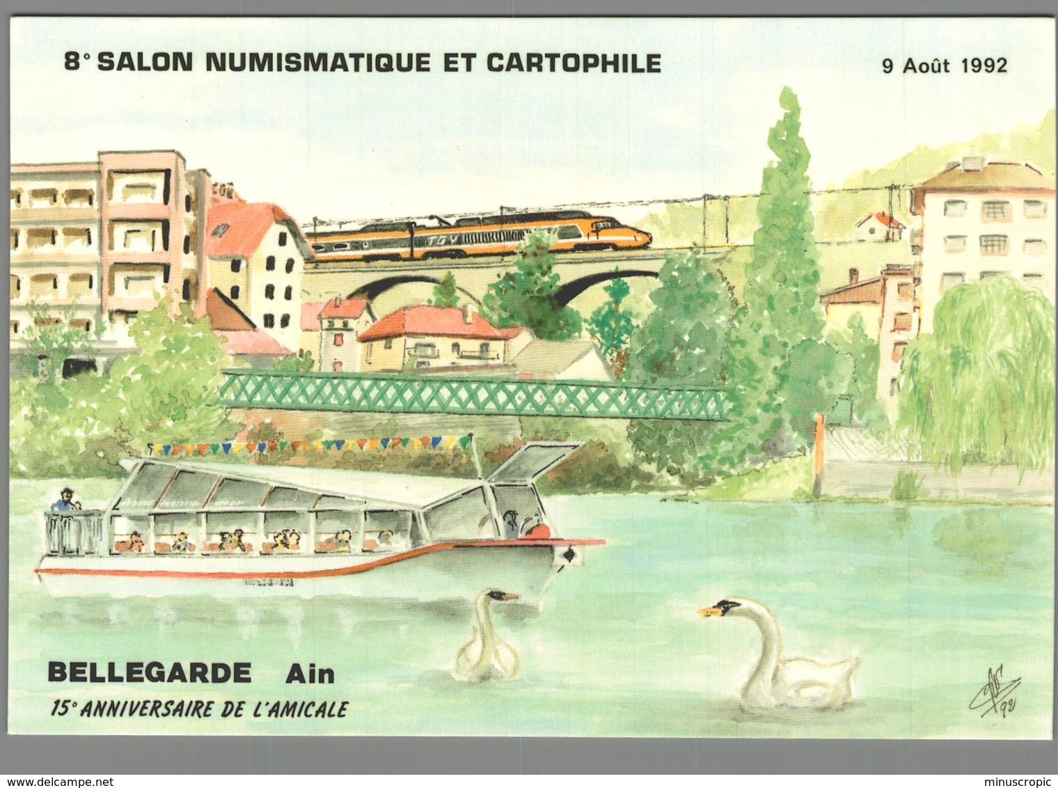 CPM 01 - Bellegarde - 8ème Salon Numismatique Et Cartophilie - 1992 - Dessin De G Nemoz - TGV - Bellegarde-sur-Valserine