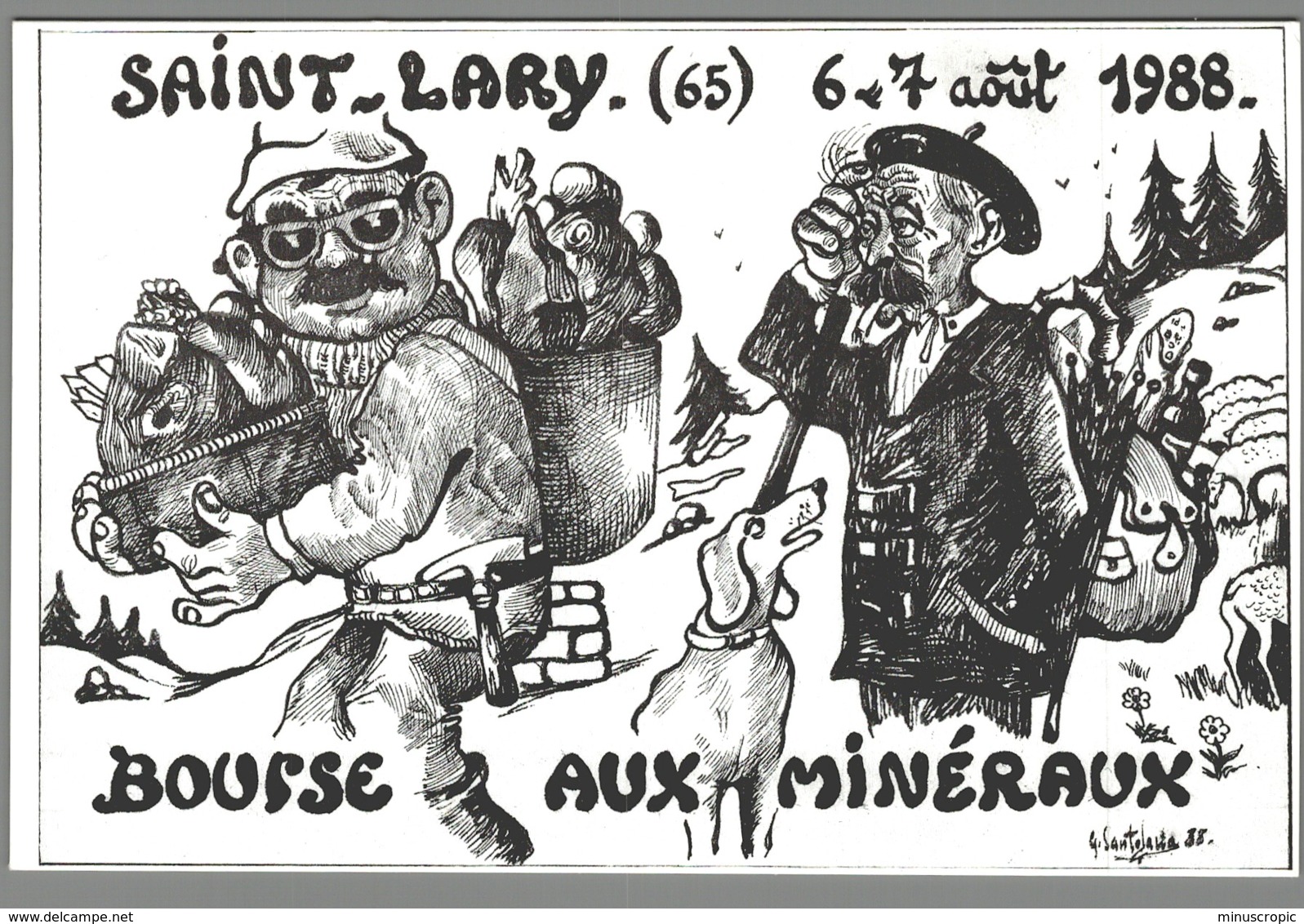 CPM 65 - Saint Lary - Bourse Aux Minéraux - 1988 - Dessin De Santolaria - Autres & Non Classés