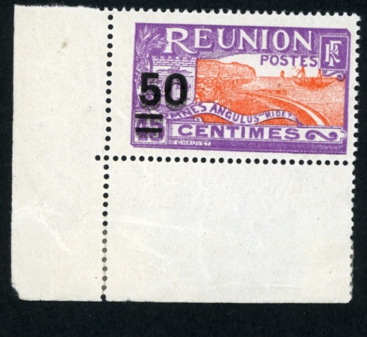 Réunion 1933 50c Sur 45c DOUBLE SURCHARGE , Yvert 125b ** SUP. Signé Roumet , Brun RR - Neufs