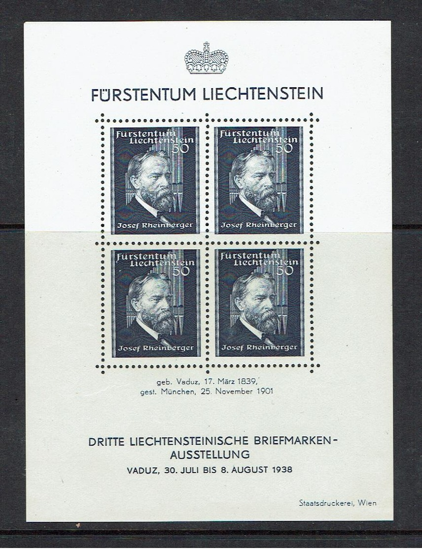 LIECHTENSTEIN...1938...MNH - Blocks & Sheetlets & Panes