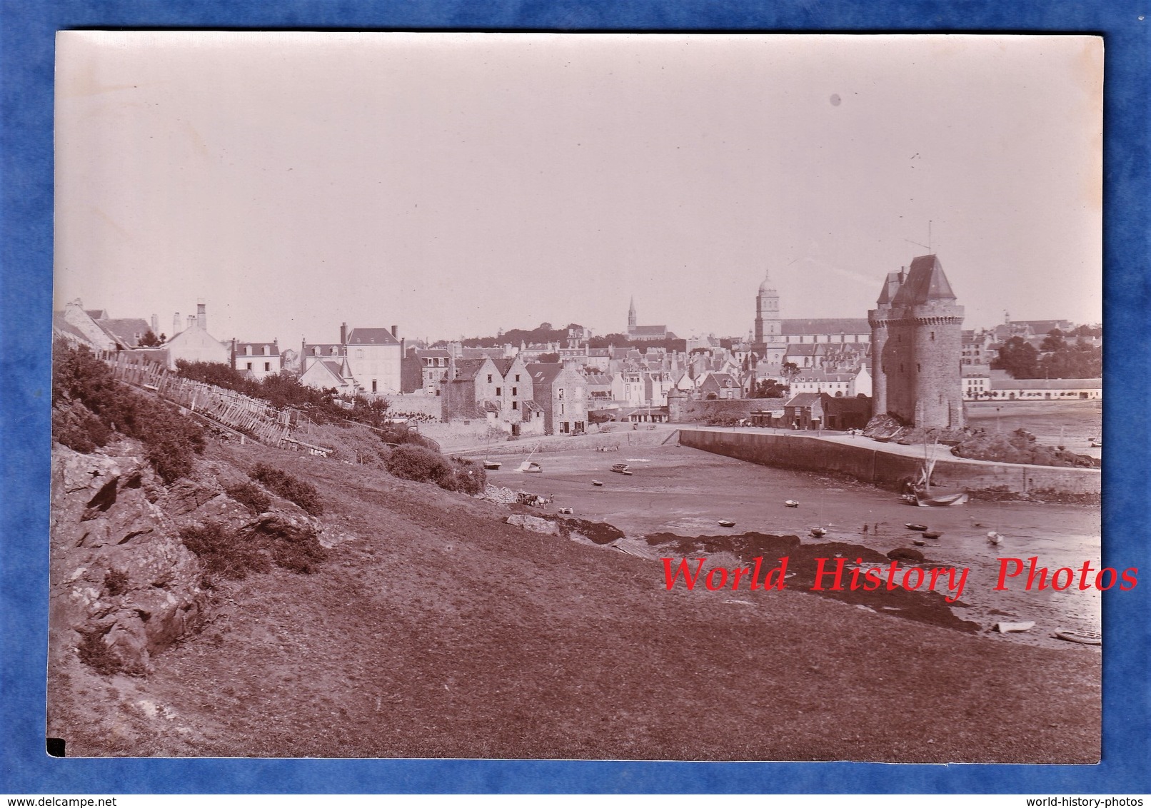 Photo Ancienne Vers 1900 - SAINT SERVAN - Vue Sur Le Port à Marée Basse - Bateau - Bretagne Paramé Saint Malo - Bateaux