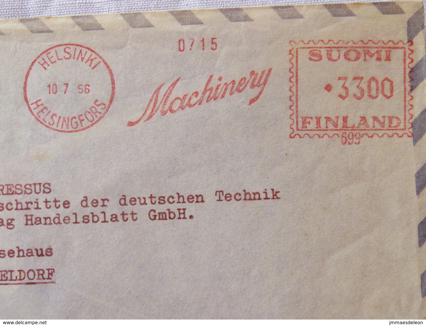 Finland 1956 Cover Helsinki To Germany - Machine Franking - Covers & Documents