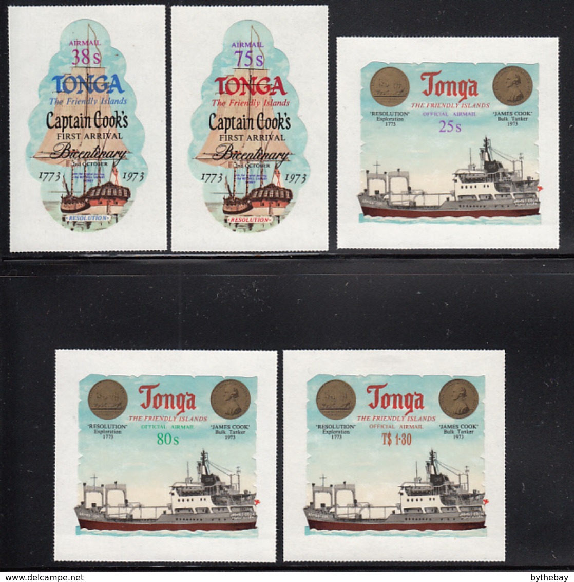 Tonga 1973 MH Sc 327-331, C135-C139, CO72-CO74 Captain Cook's Arrival 200 Years - Tonga (1970-...)