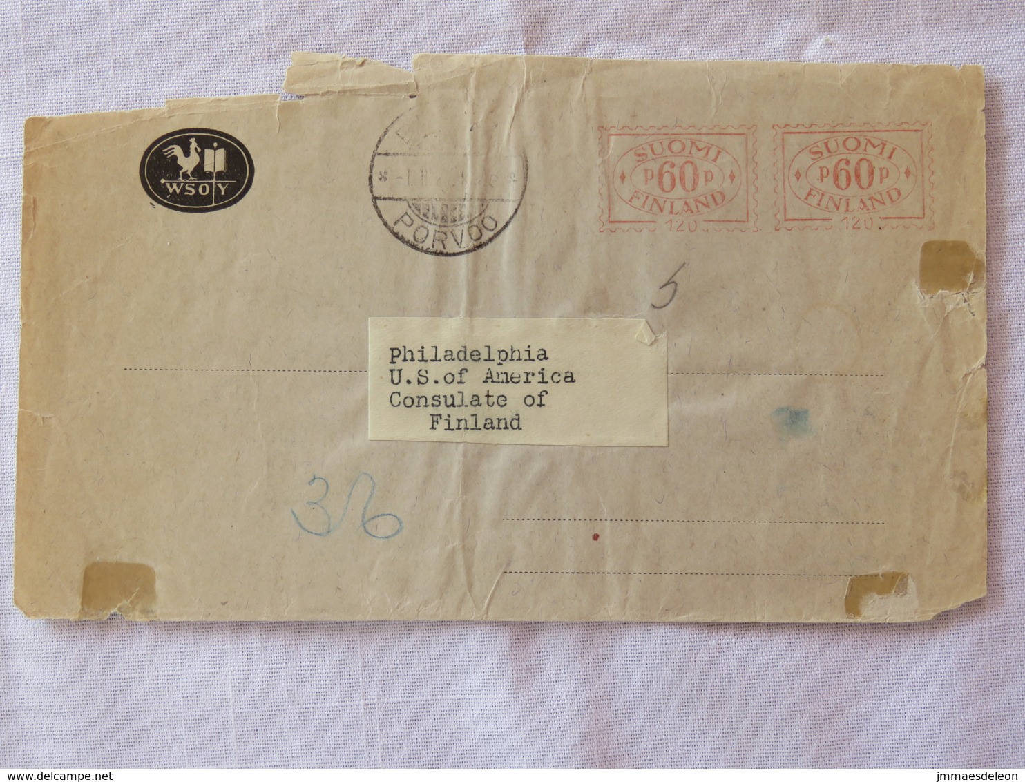 Finland 1956 Front Of Cover To USA - Machine Franking - Covers & Documents