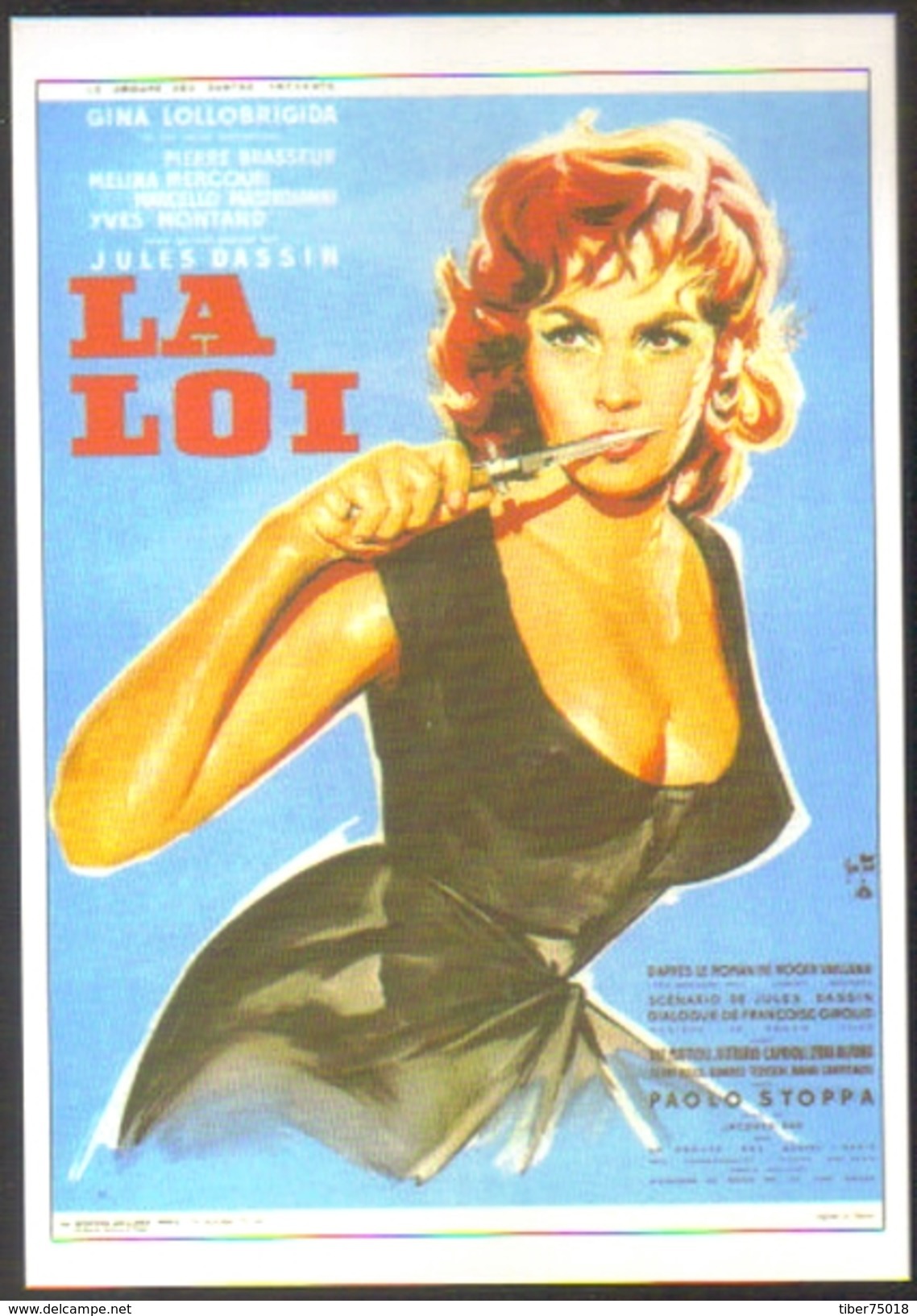 Carte Postale Illustration : Yves Thos (cinéma Affiche Film) La Loi (Gina Lollobrigida) - Affiches Sur Carte