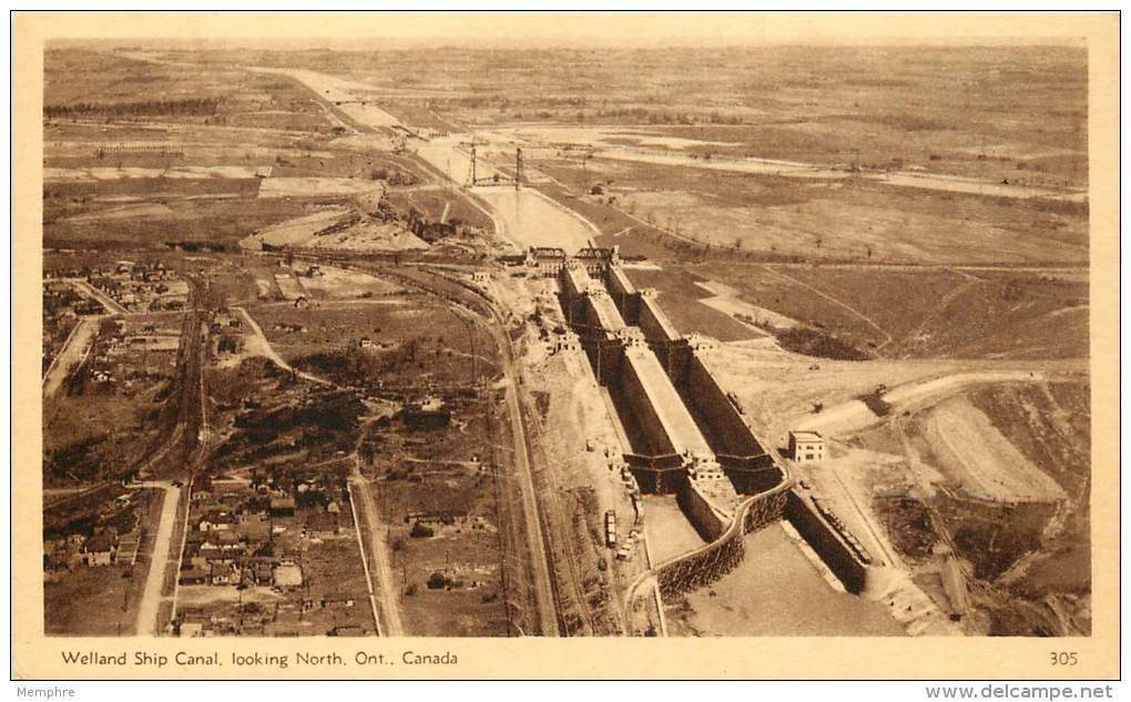 Sepia Pictorial Postcard  -Welland  Ship Canal, Looking North, Ontario.  #305  Unused - 1903-1954 Kings