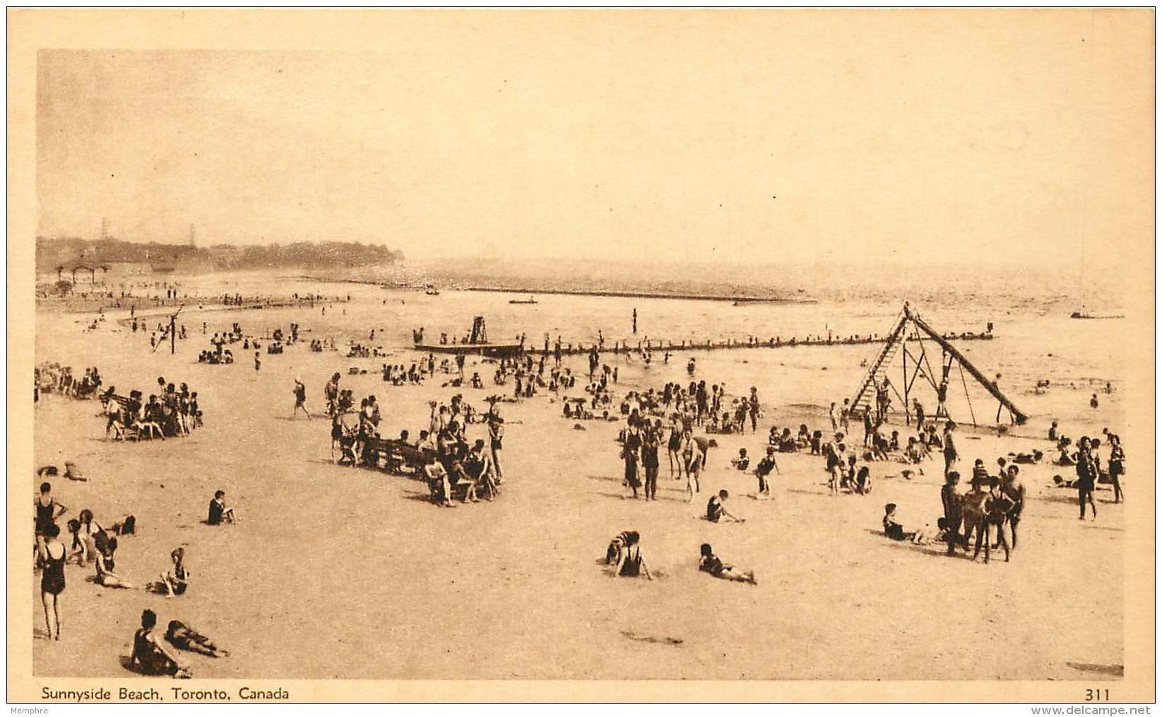 Sepia Illustrated Postcard   Sunnyside Beach, Toronto ON  #311   Unused - 1903-1954 Könige