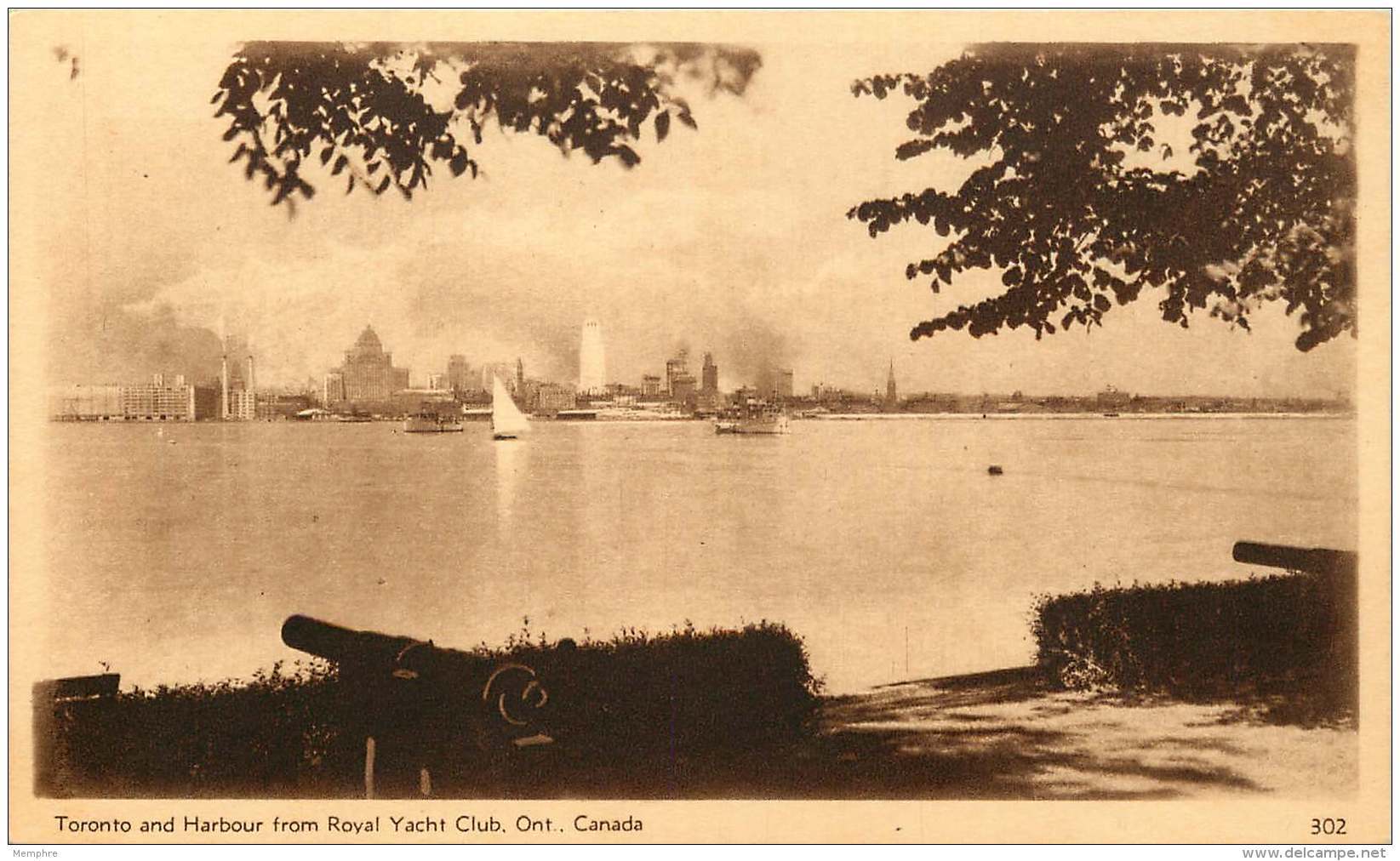 Sepia Illustrated Postcard    Toronto And Harbour  From Royal Yatch Club ON # 302   Unused - 1903-1954 Kings