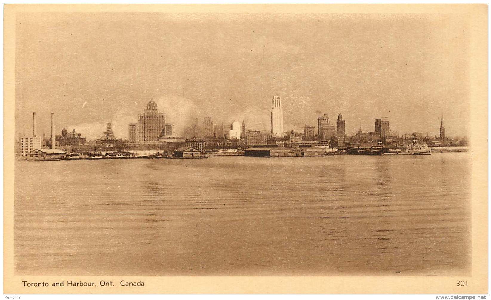 Sepia Illustrated Postcard    Toronto And Harbour  ON # 301   Unused - 1903-1954 Kings