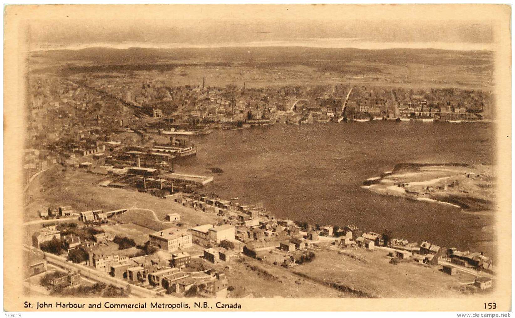 Sepia Illustrated Postcard    St John Harbour And Commercial Metropolis N.B.  # 153  Unused - 1903-1954 Kings