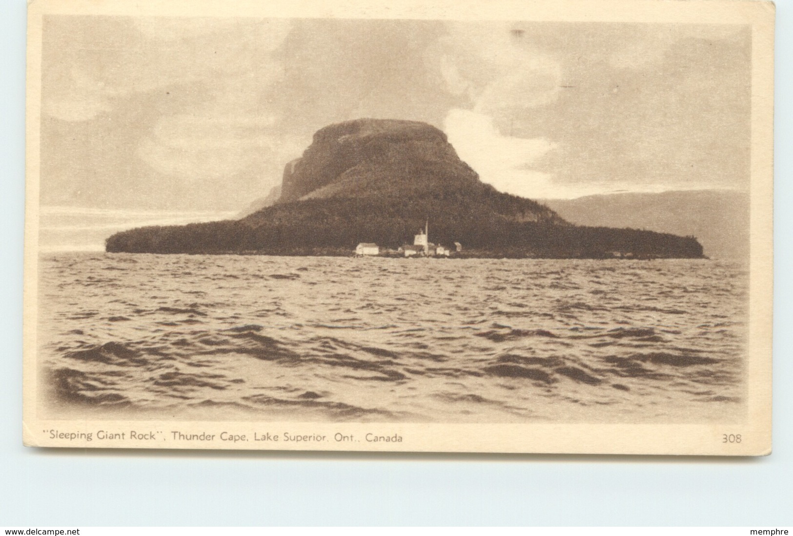 1932 Sepia View Card - Sleeping Giant Rock, Thunder Cape, Lake Superior Ont  # 308  Unused - 1903-1954 De Koningen