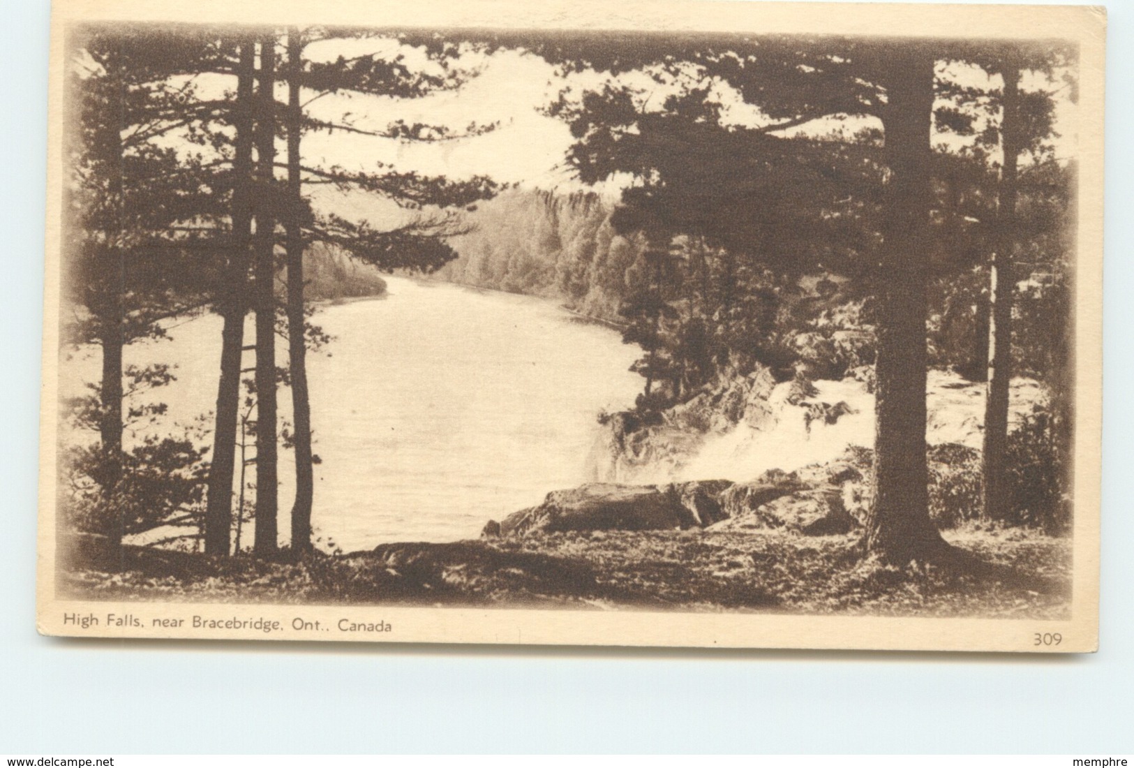 1932 Sepia View Card - High Falls, Near Bracebridge Ont # 309 Unused - 1903-1954 De Koningen