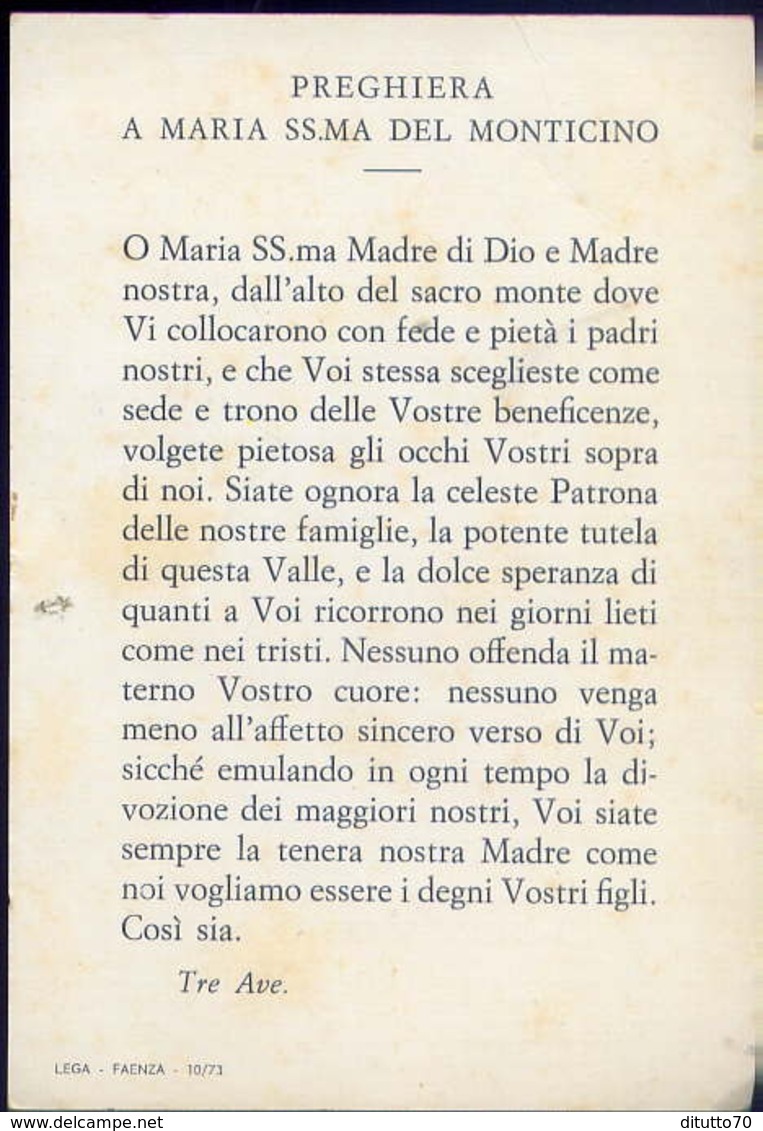 Santino - Immagine Della Beata Vergine - Venerata Nel Santuario Del Monticino Brisighella - Fe1 - Santini