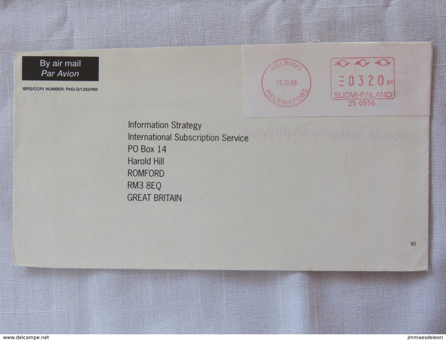 Finland 1996 Cover Helsinki To England - Machine Franking - Lettres & Documents