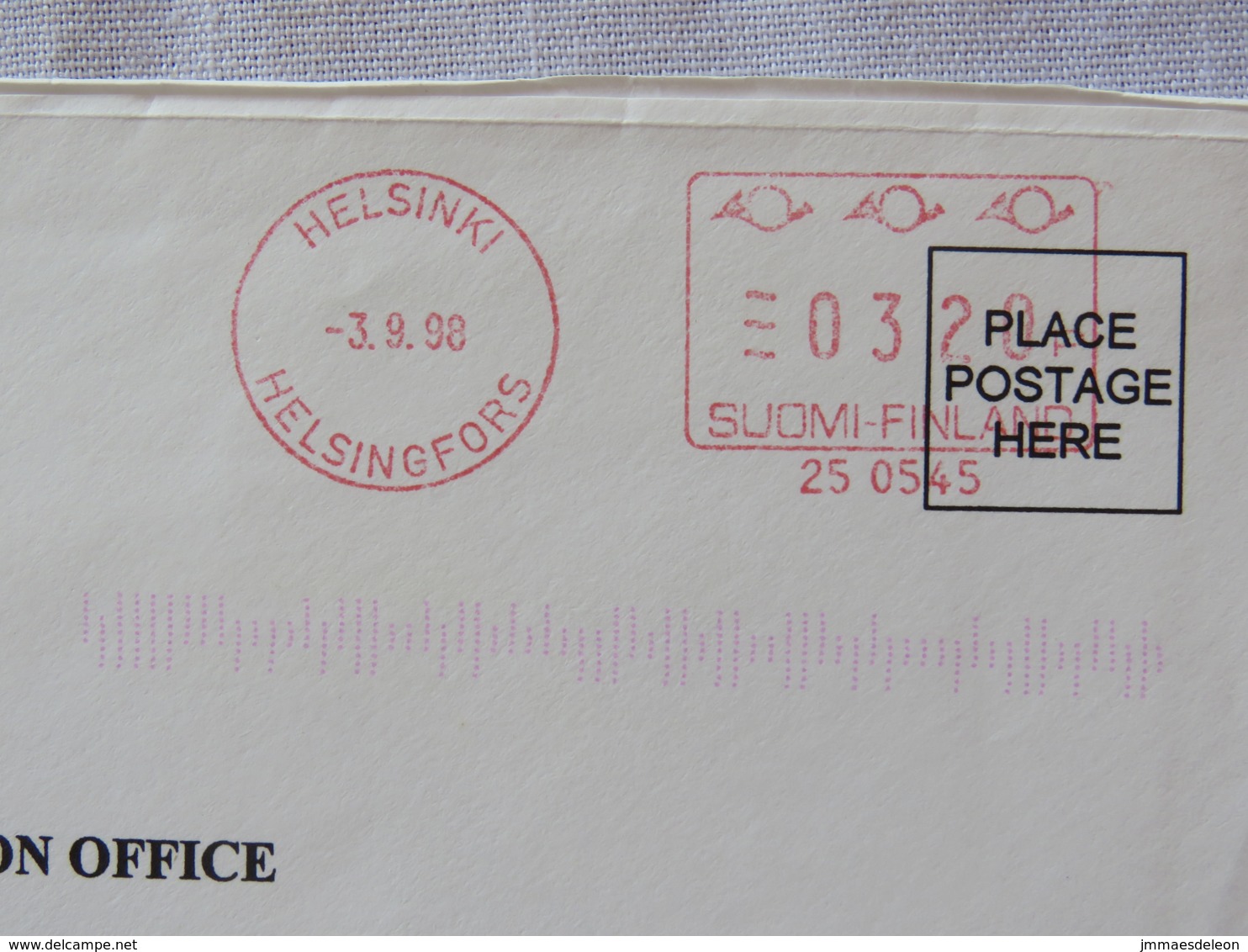 Finland 1998 Cover Helsinki To England - Machine Franking - Briefe U. Dokumente