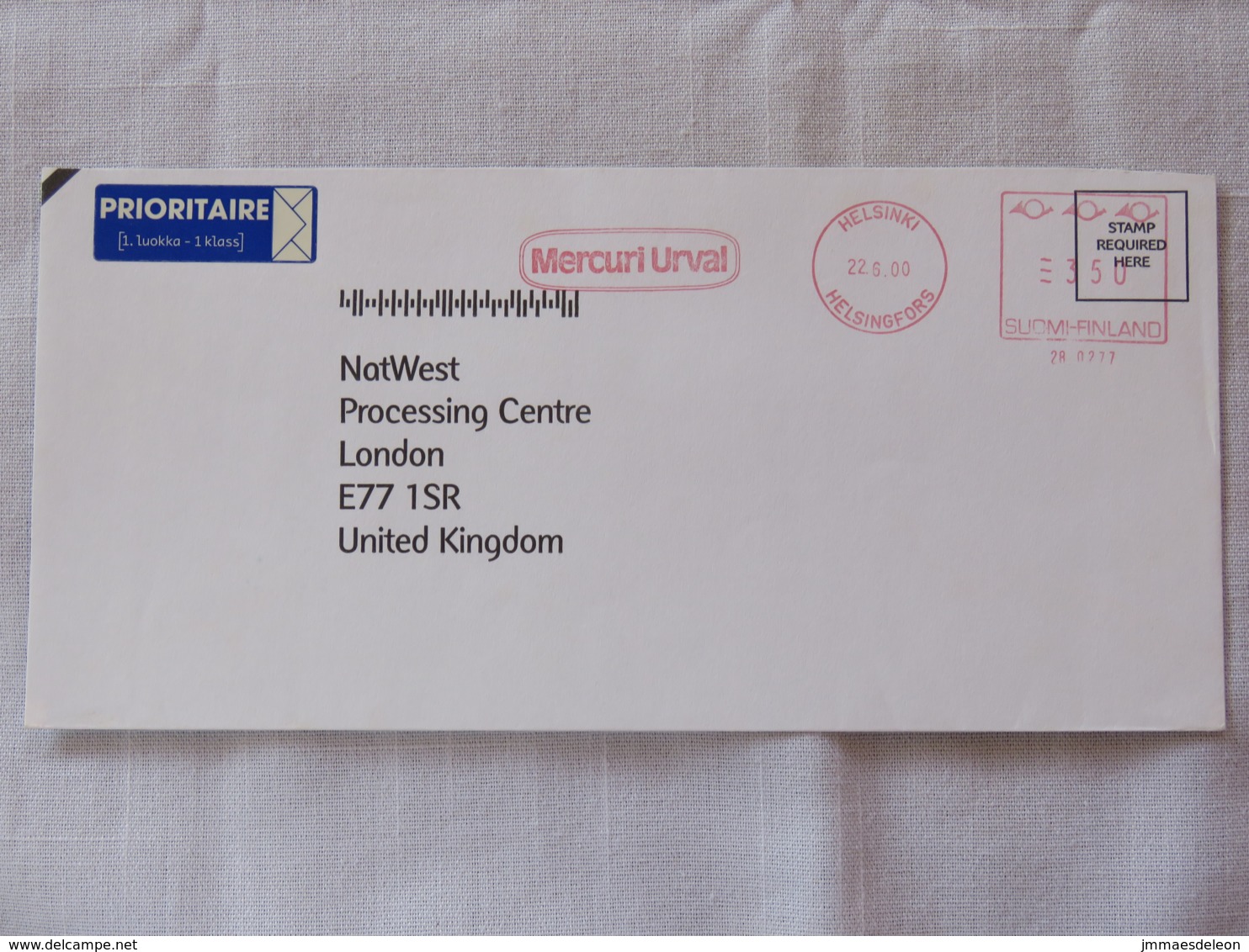 Finland 2000 Cover Helsinki To England - Machine Franking - Lettres & Documents