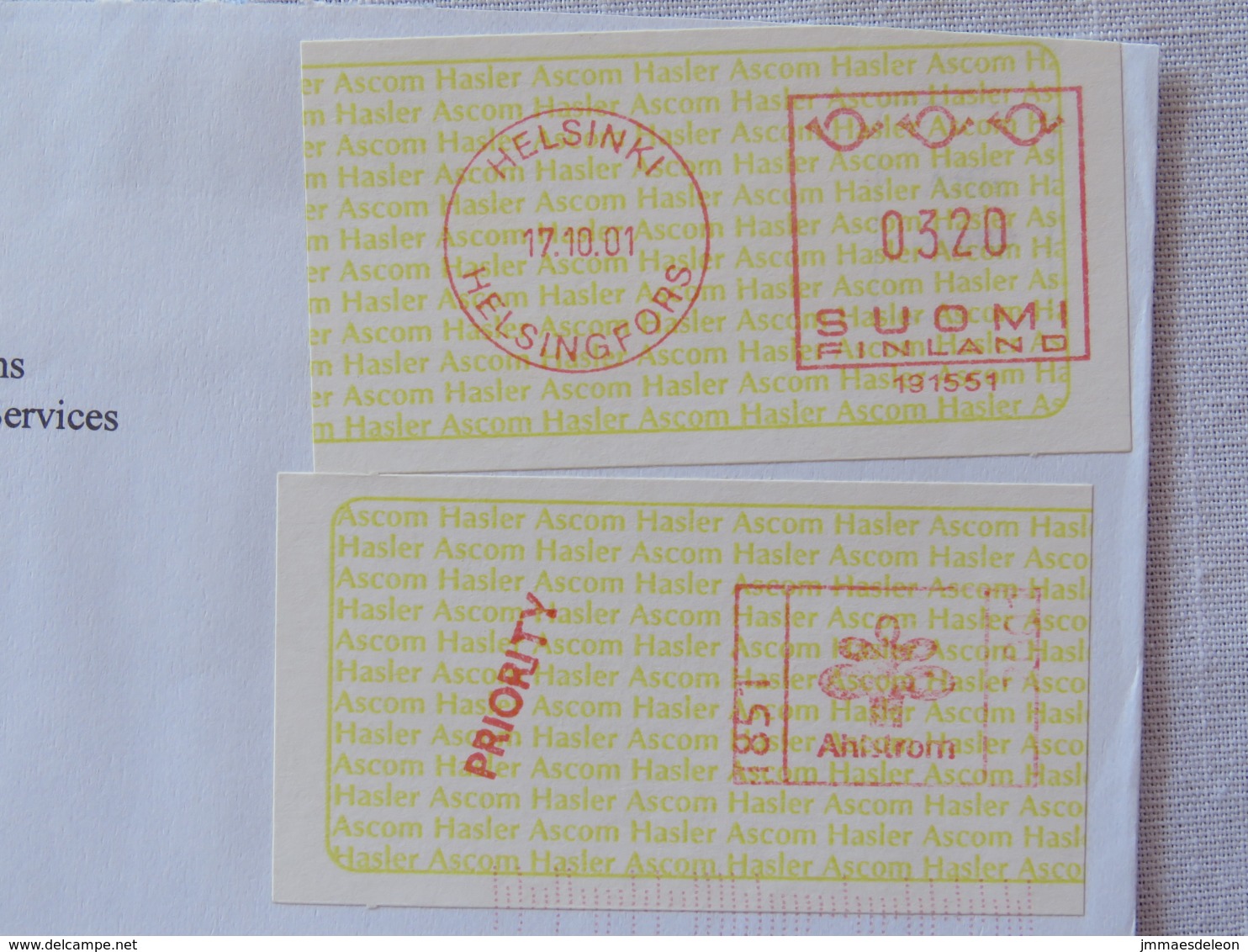 Finland 2001 Cover Helsinki To England - Ascom Hasler Machine Franking - Covers & Documents