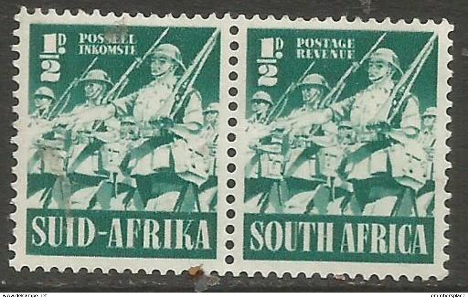 South Africa - 1941 Infantry 1/2d Bilingual Pair MNH **  SG 88  Sc 81 - Unused Stamps