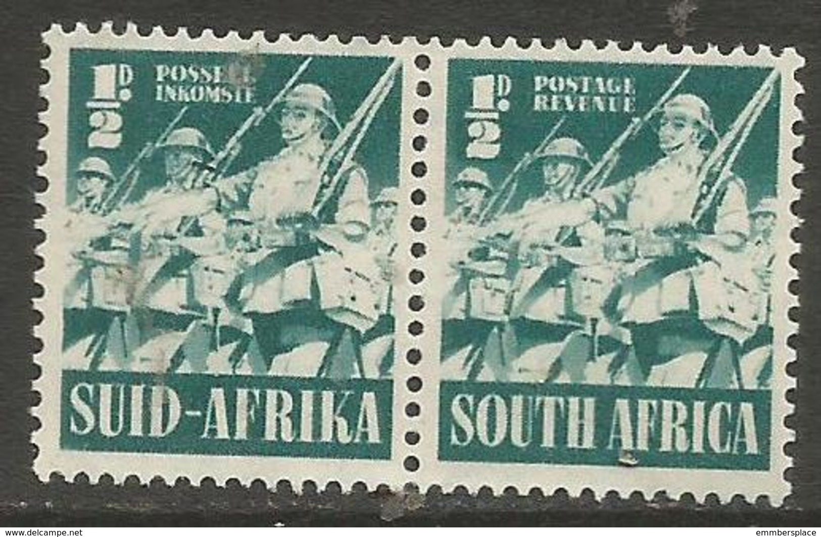 South Africa - 1941 Infantry 1/2d Bilingual Pair MNH **  SG 88a  Sc 81a - Unused Stamps