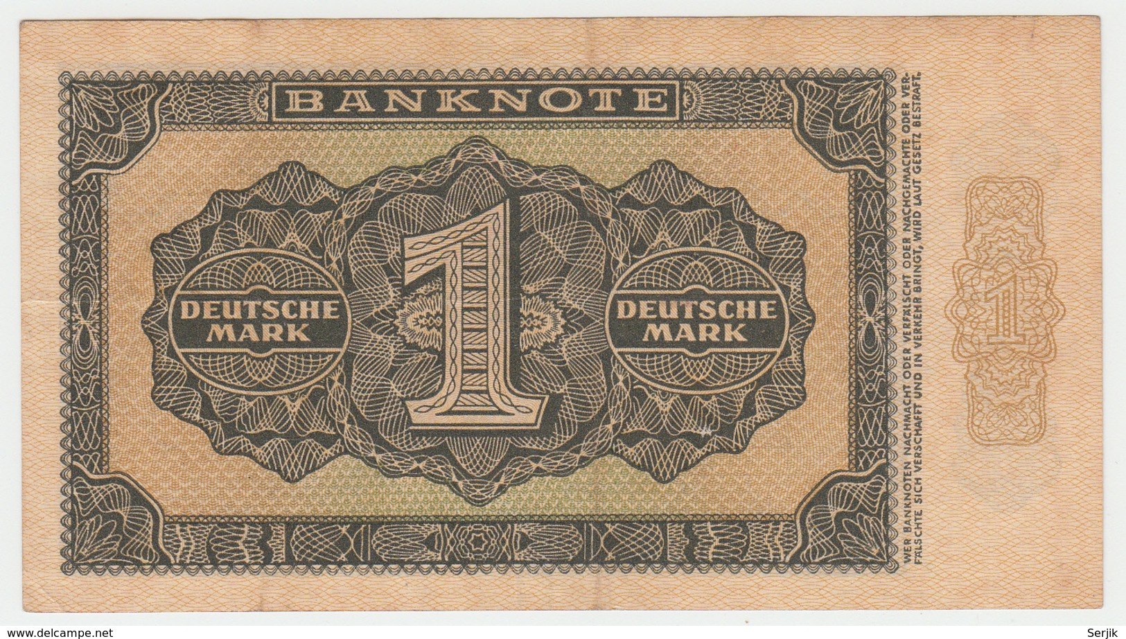 Germany Democratic Republic 1 Mark 1948 VF+ Pick 9b - 1 Deutsche Mark