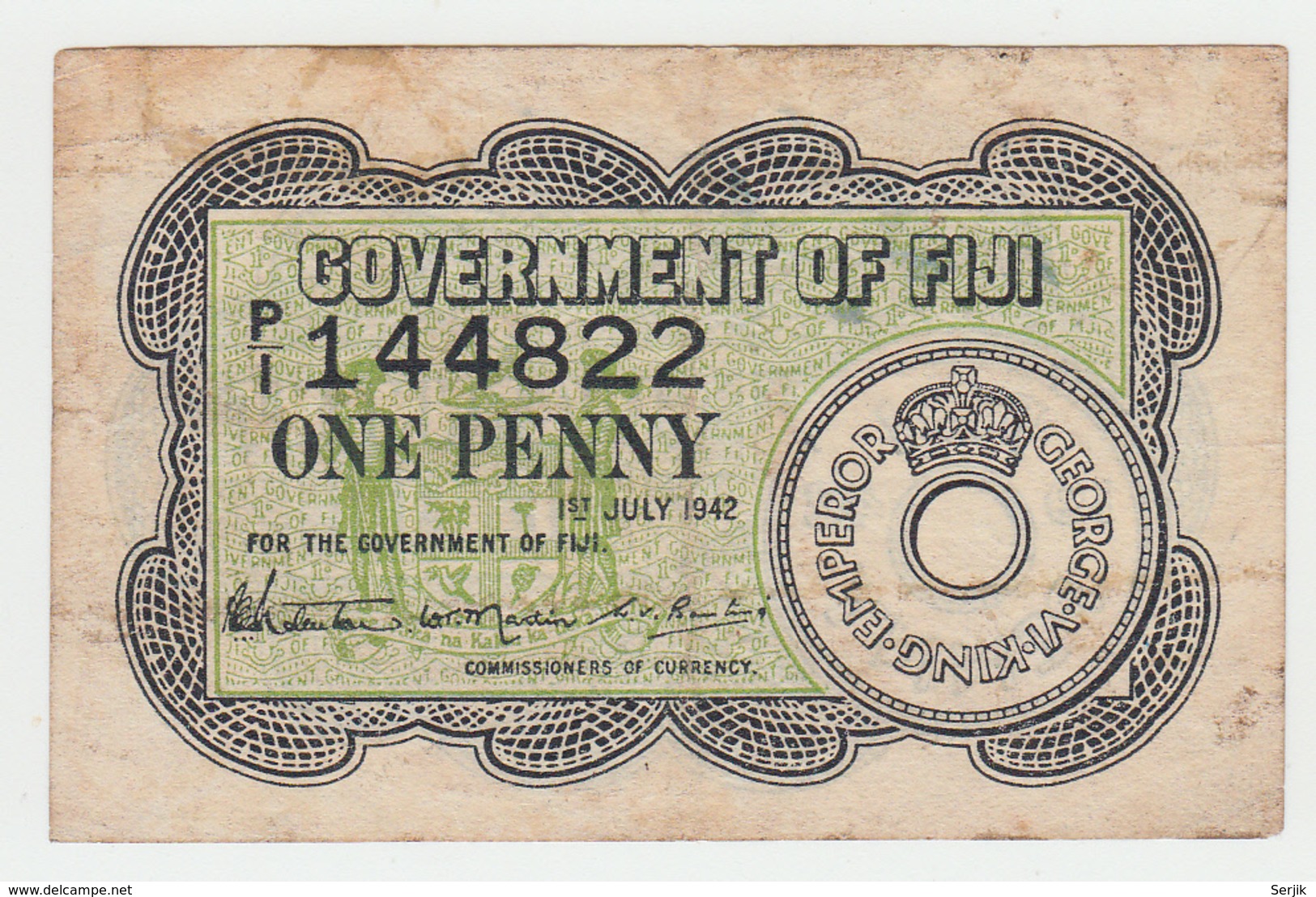 Fiji 1 Penny 1942 VF Pick 47 - Figi