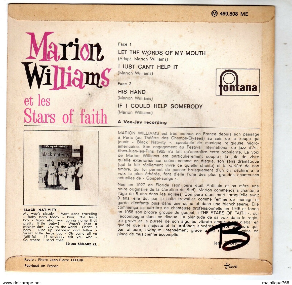 Marion Williams Et Les Stars Of Faith - Fontana 469.808 ME - - Religion & Gospel