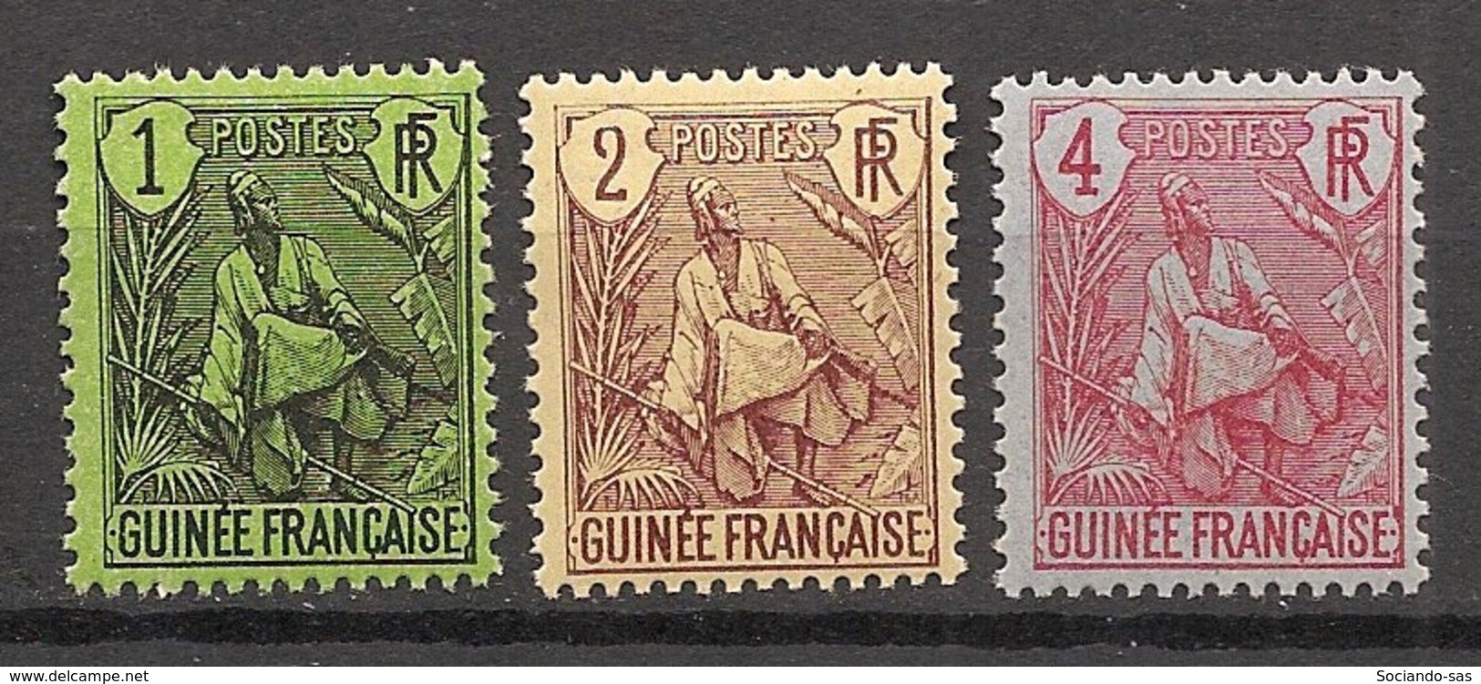 Guinée - 1904 - N°Yv. 18 à 20 - Type Berger Pulas 1c / 2c / 4c - 3 Valeurs - Neuf * / MH VF - Neufs