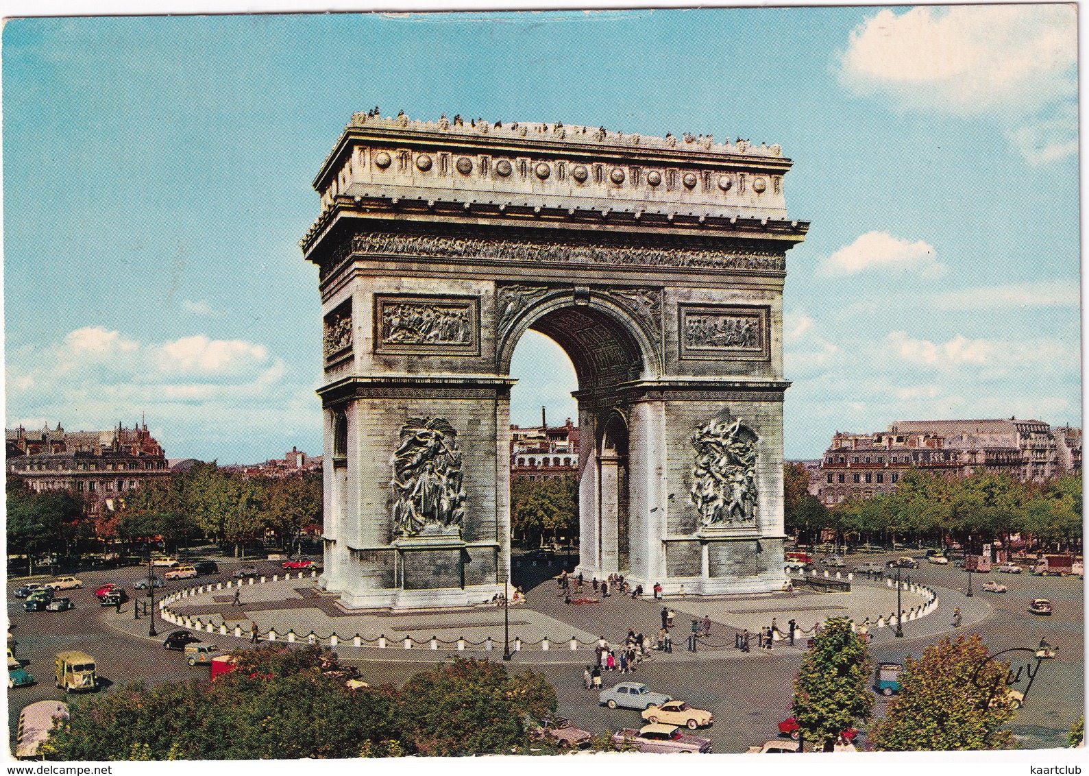 Paris: VW KARMANN GHIA, PEUGEOT 403, CHEVROLET BEL AIR 2400, CITROËN DS, TUBE HY - L'Arc De Triomphe - Toerisme