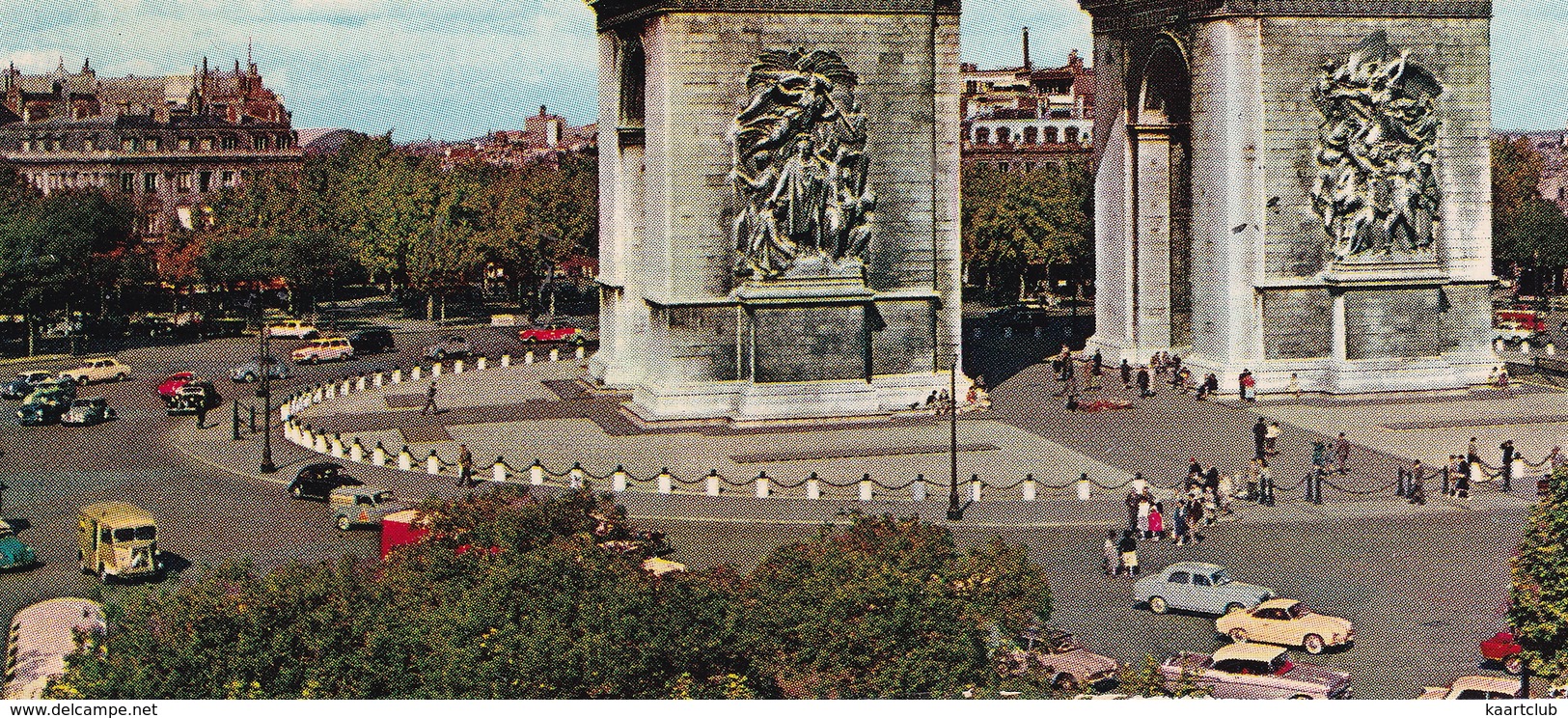 Paris: VW KARMANN GHIA, PEUGEOT 403, CHEVROLET BEL AIR 2400, CITROËN DS, TUBE HY - L'Arc De Triomphe - Toerisme