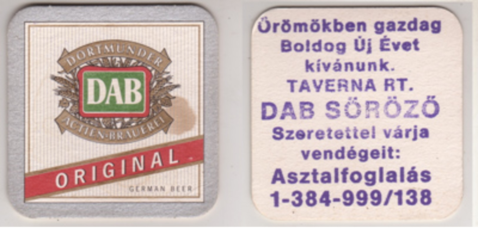 Dortmunder Actien Brauerei DAB Original , German Beer , DAB Sörözö - Sous-bocks