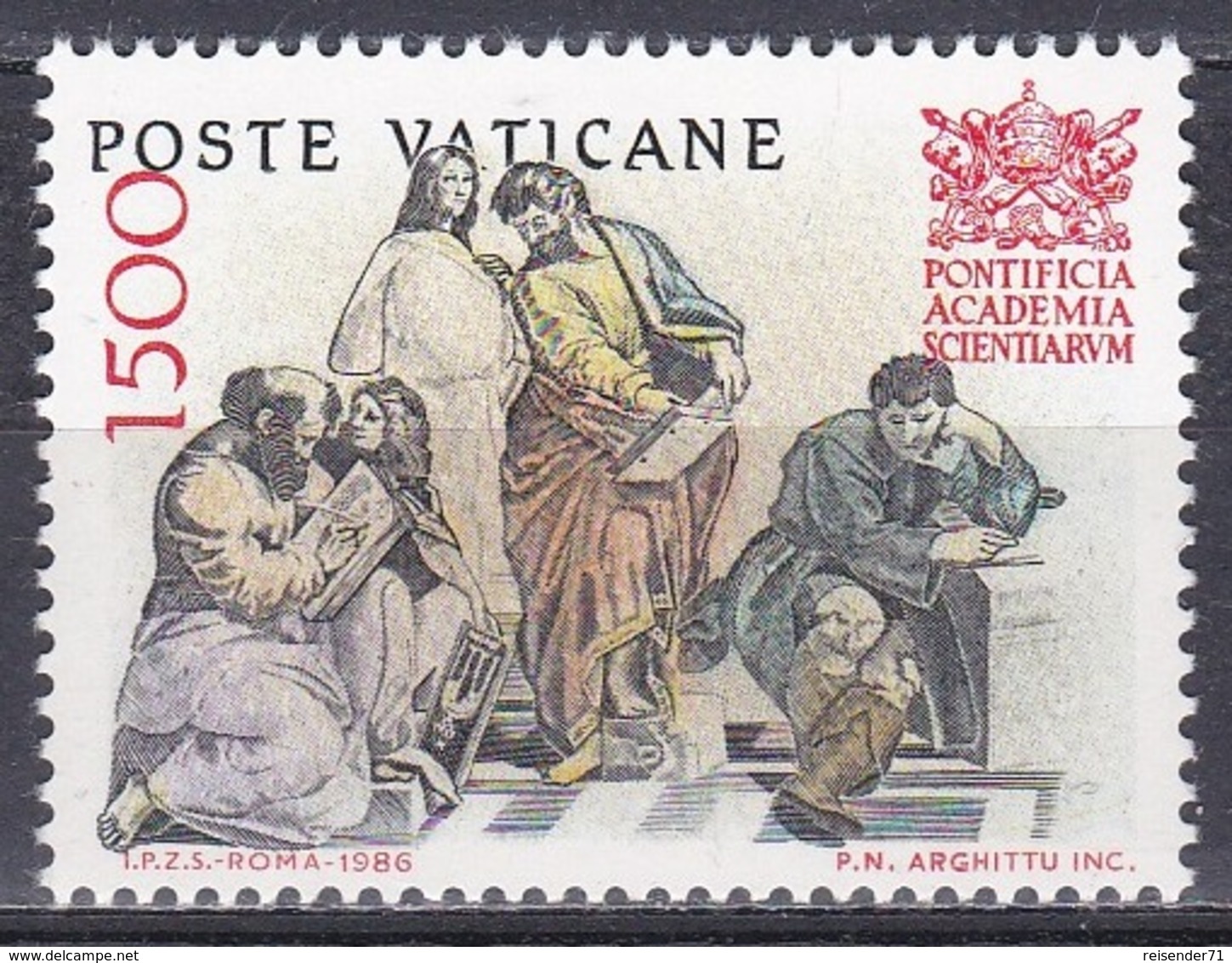 Vatikan Vatican 1986 Wissenschaften Science Bildung Education Akademie Academy Athen Fresco Raffael, Mi. 897 ** - Ungebraucht