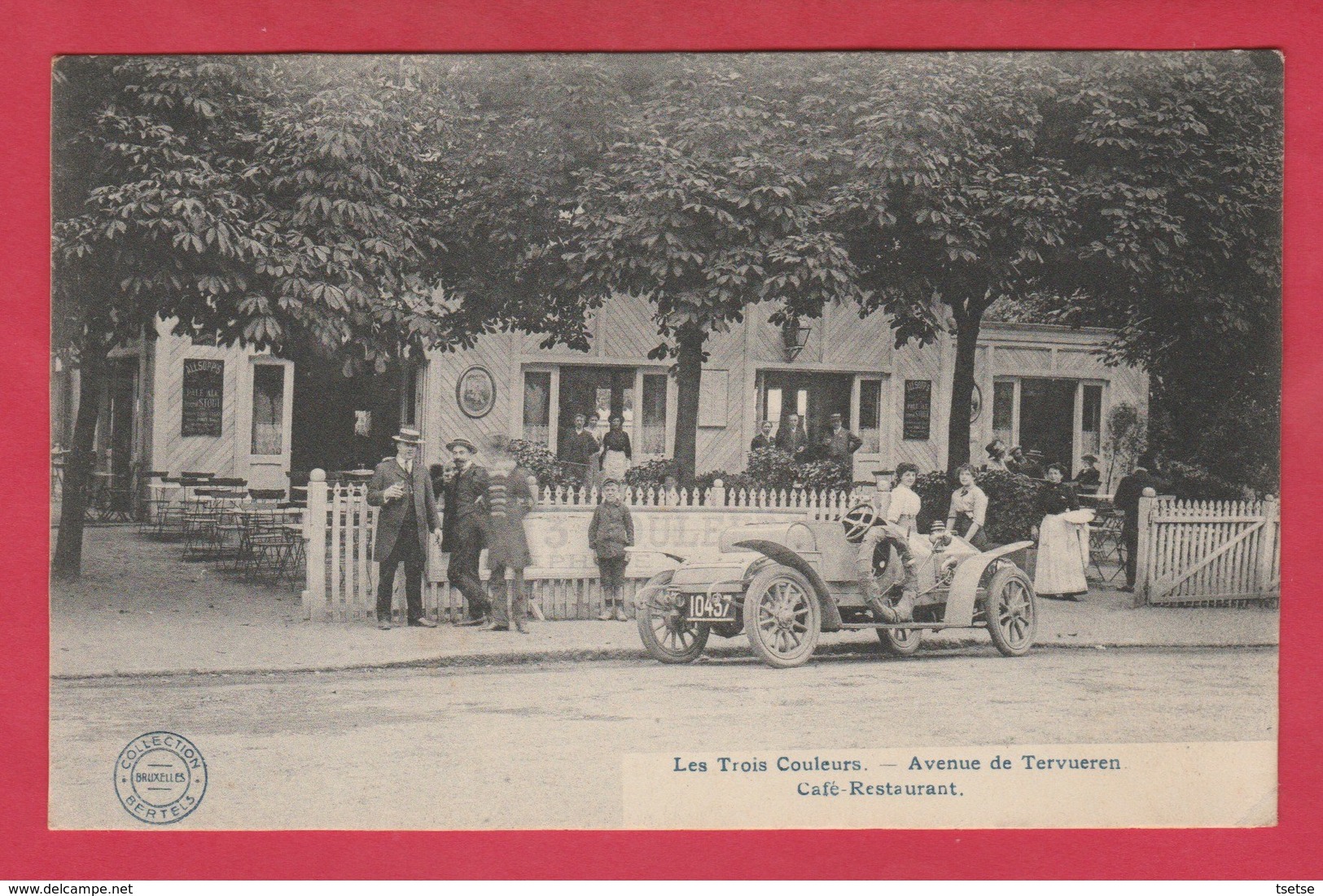 Woluwe-St-Pierre -Café-Restaurant " Les Trois Couleurs " ... Superbe Animation ,façade , Oldtimer - 1911 ( Voir Verso ) - Woluwe-St-Pierre - St-Pieters-Woluwe