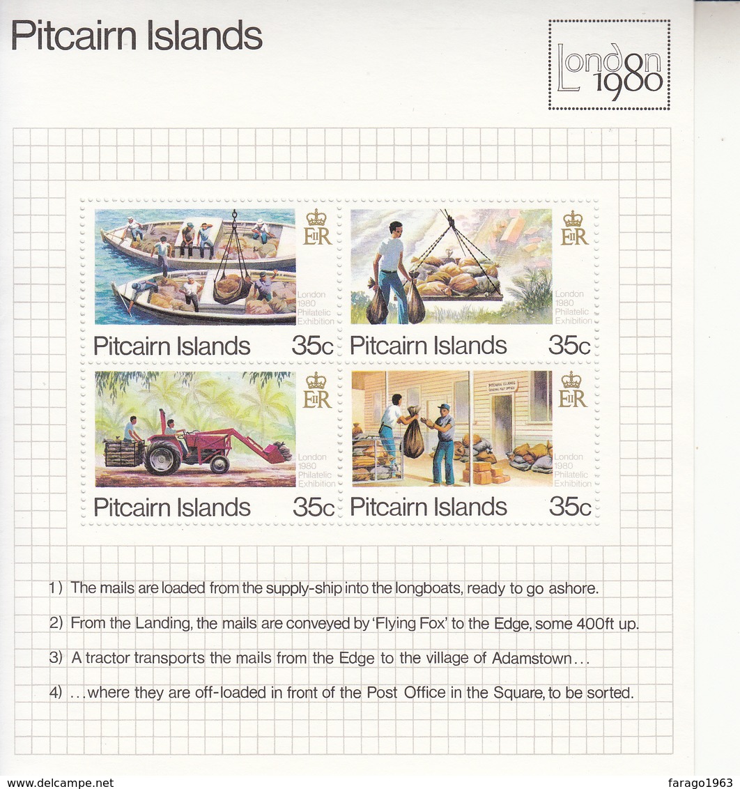 1980 Pitcairn Island Island Mail Tractor Ships Complete Set Of 1 Souvenir Sheet  MNH - Pitcairn Islands