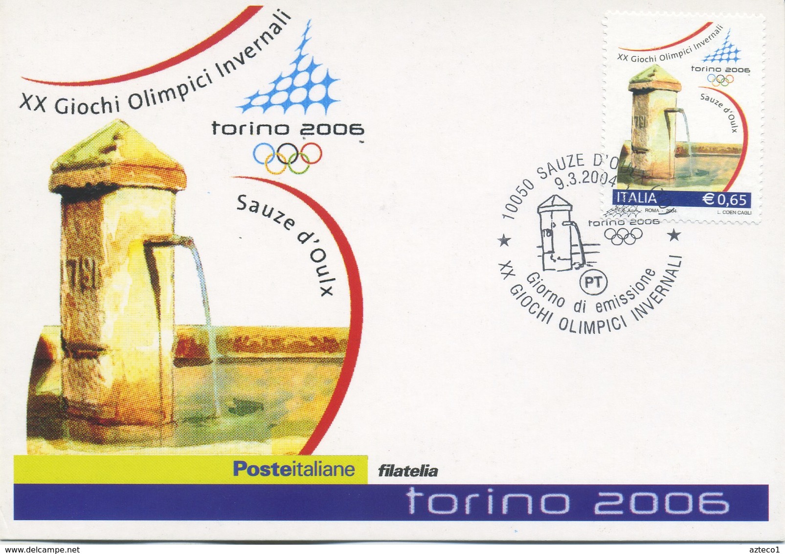 ITALIA - FDC MAXIMUM CARD 2004 - OLIMPIADI INVERNALI - SAUZE D'OULX - ANNULLO SPECIALE - Cartes-Maximum (CM)