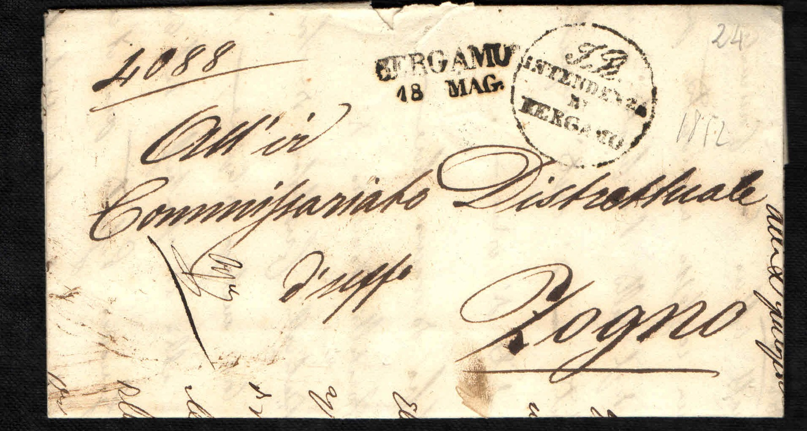 Italia Prefilateliche - 1852 - Da Bergamo Verso Zogno - 1. ...-1850 Prephilately