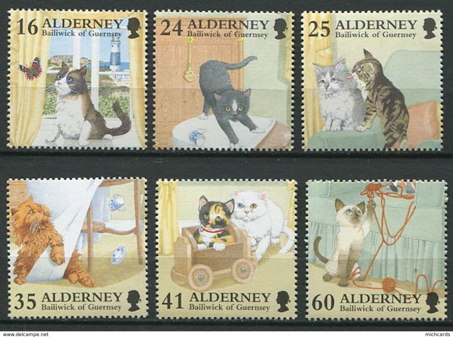 244 ALDERNEY 1996 - Yvert 94/99 - Chats Cats Neuf ** (MNH) Sans Trace De Charniere - Alderney