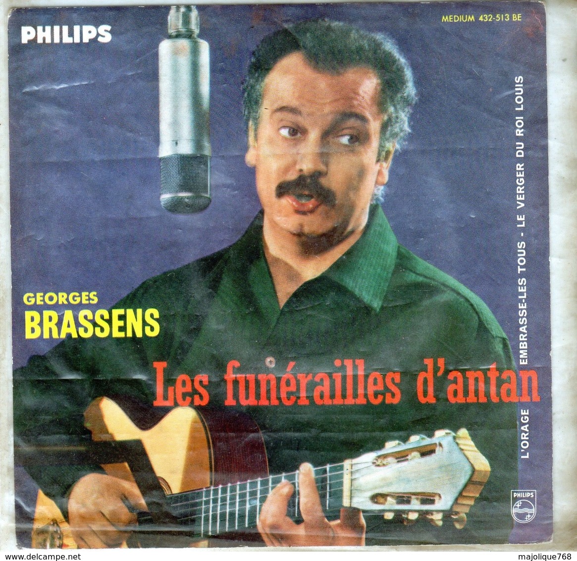 Pochette Sans Disque Sous Plastique - Georges Brassens - Philips 432.513 BE - 1960 - Accessoires, Pochettes & Cartons