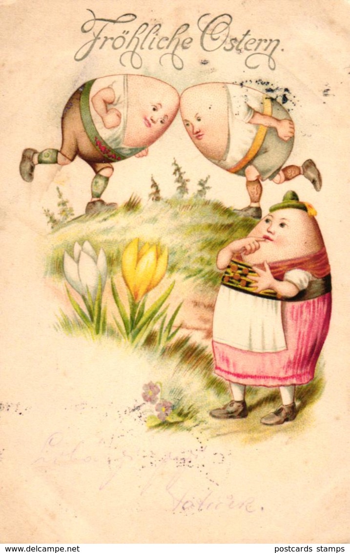 Ostern, Kämpfende Eier, Trachtenkleidung, 1902 - Pâques