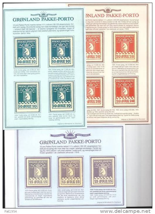 Groënland: Les 3 Blocs De La Série N°3 Des Réimpressions 1983 Des Colis Postaux Avec Ours - Paketmarken