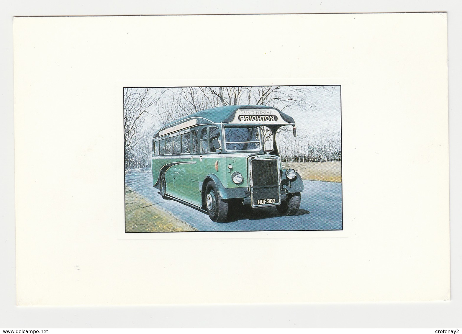 BUS Autobus Leyland 1947 Gouache D'Yves Dubernard N°3537 Southdown BRIGHTON - Bus & Autocars