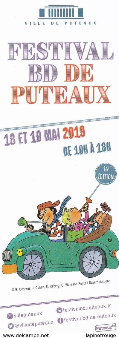 Marque Page DESPRES Bernadette Festival BD Puteaux 2019 (Tom Tom Et Nana) - Marcapáginas