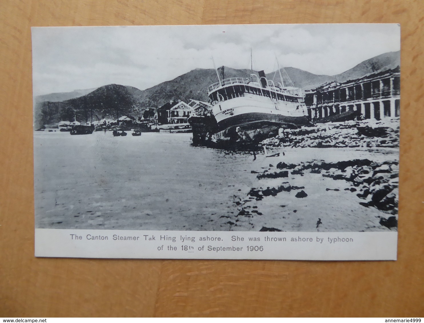 HONG KONG Typhon Du 18 Septembre 1906    "Canton Steamer Tak Hing Lying Ashore" - Chine (Hong Kong)