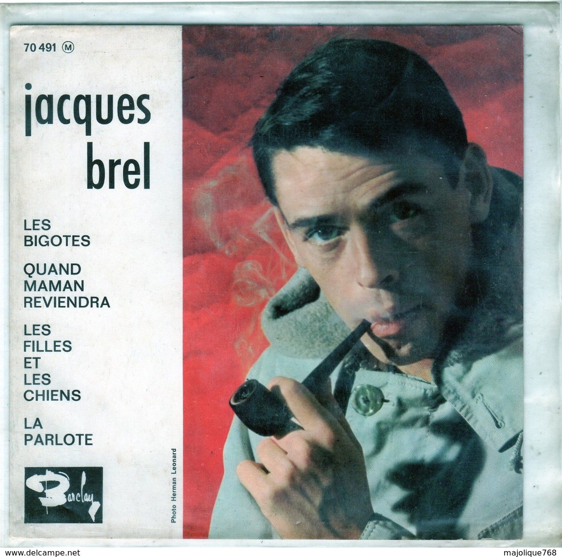 Pochette Sans Disque Sous Plastique - Jacques Brel - Les Bigotes - Barclay 70491 - 1962 - Accessoires, Pochettes & Cartons