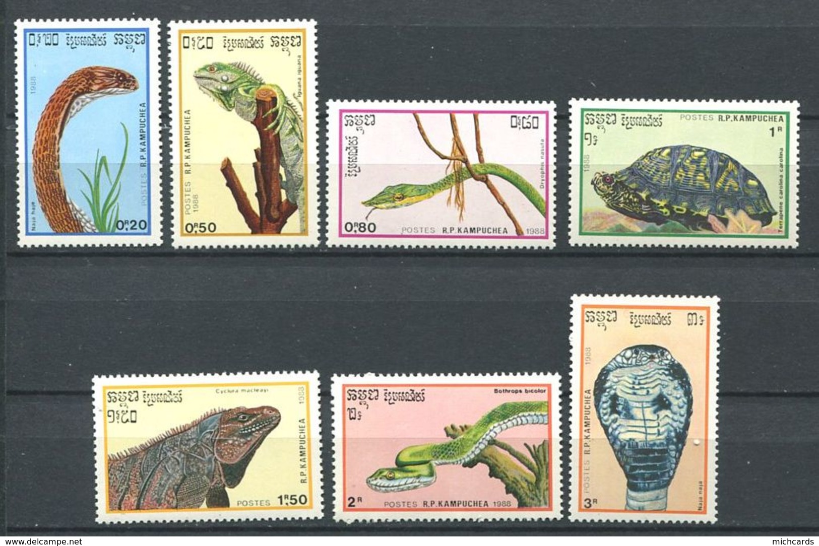 244 KAMPUCHEA 1988 - Yvert 844/50 - Reptille Serpent Tortue - Neuf ** (MNH) Sans Trace De Charniere - Kampuchea