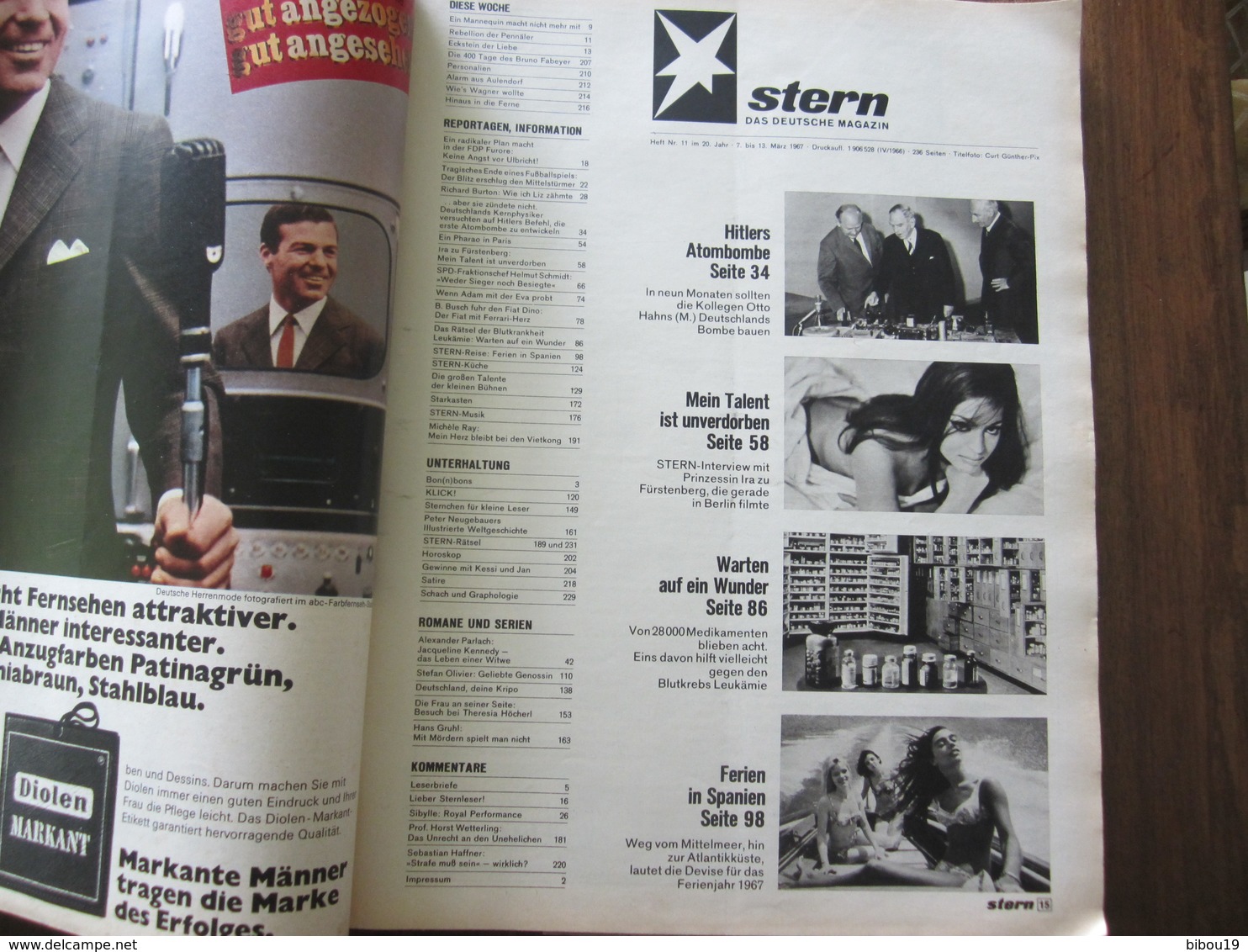 MAGAZINE STERN MARZ  1967  N 11    JACQUELINE KENNEDY DAS LEBEN EINER WITWE HITLER ATOMBOMBE - Reizen En Ontspanning