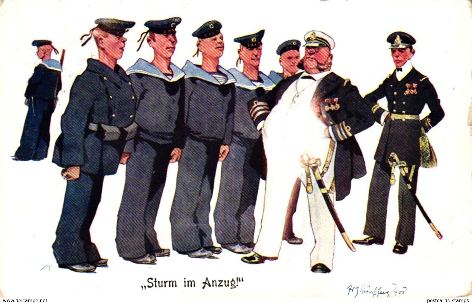 Militär, Matrosen, "Sturm Im Anzug", Sign. Schönpflug, Um 1910 - Schönpflug, Fritz