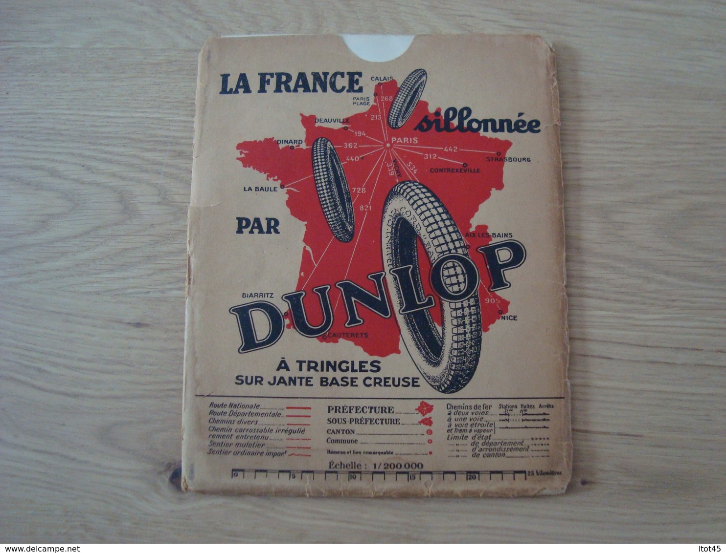 CARTE ROUTIERE DUNLOP JUILLET 1930 LA COTE VENDEENNE - Cartes Routières