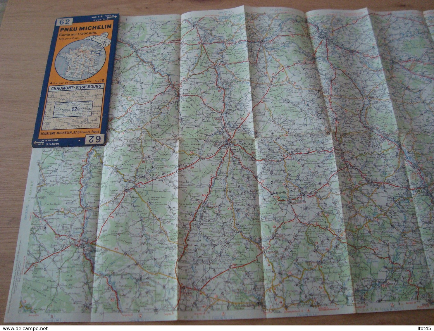 CARTE ROUTIERE MICHELIN N°62 CHAUMONT- STRASBOURG - Roadmaps